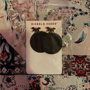 Nickel + Suede Black and Gold Earrings